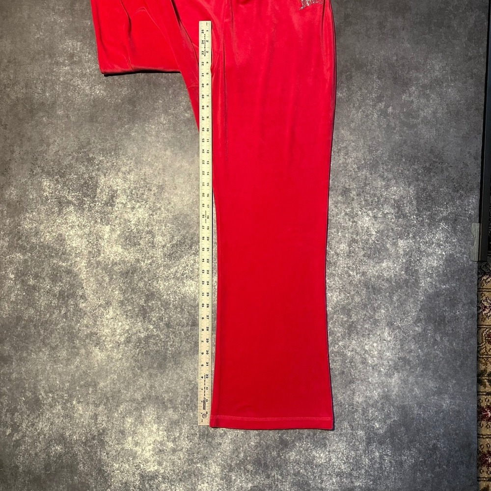 Juicy Couture Velour Track Pants Pink Sparkle Logo Women's XXL Bell Bottom Flare - Picture 5 of 8
